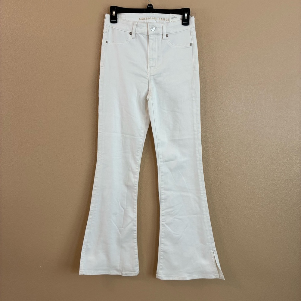 American Eagle New Size 26 White Super High Rise‎ Stretch Flare Jeans